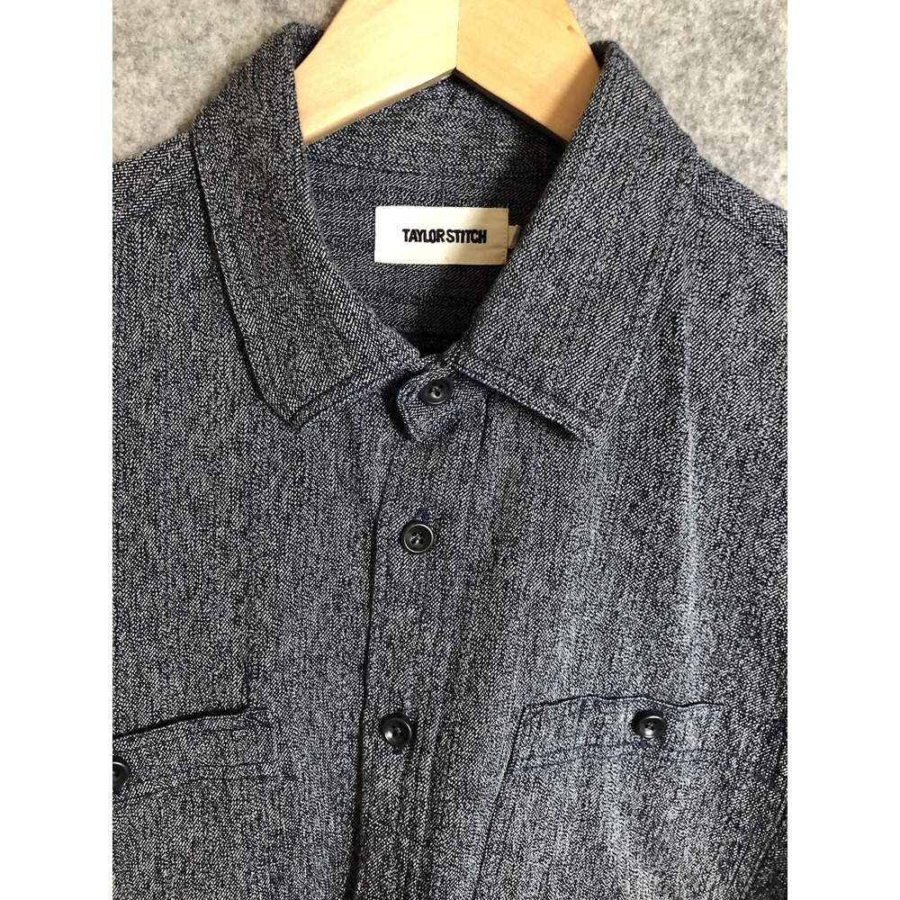 Taylor Stitch Shirt Mens 44 Navy Blue Dispatch Hiking Camping Fishing Outdoor
